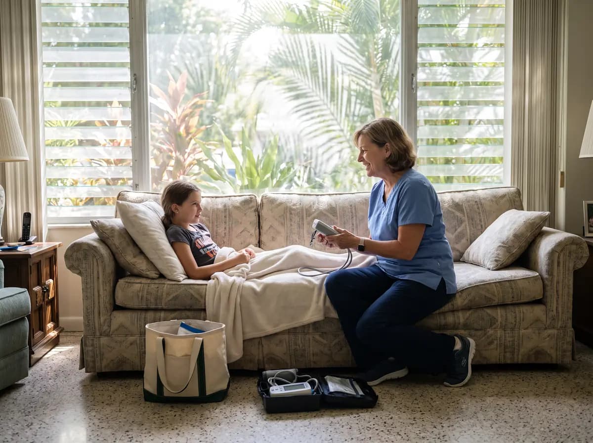 Focus Family Care pediatric nurse caring for a medically complex child at home in Miami, Florida