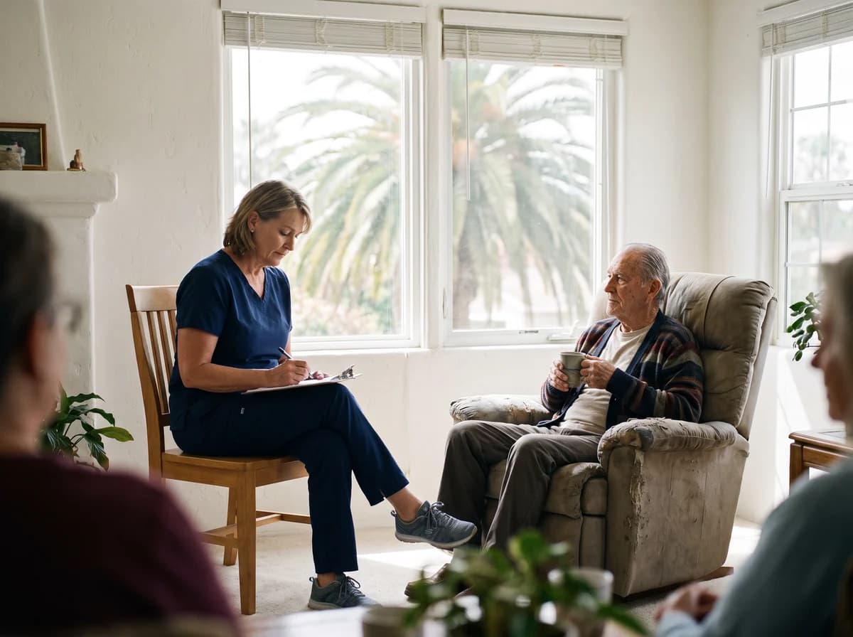 Focus Family Care private duty nurse providing one-on-one care to a patient at home in Jupiter, Florida