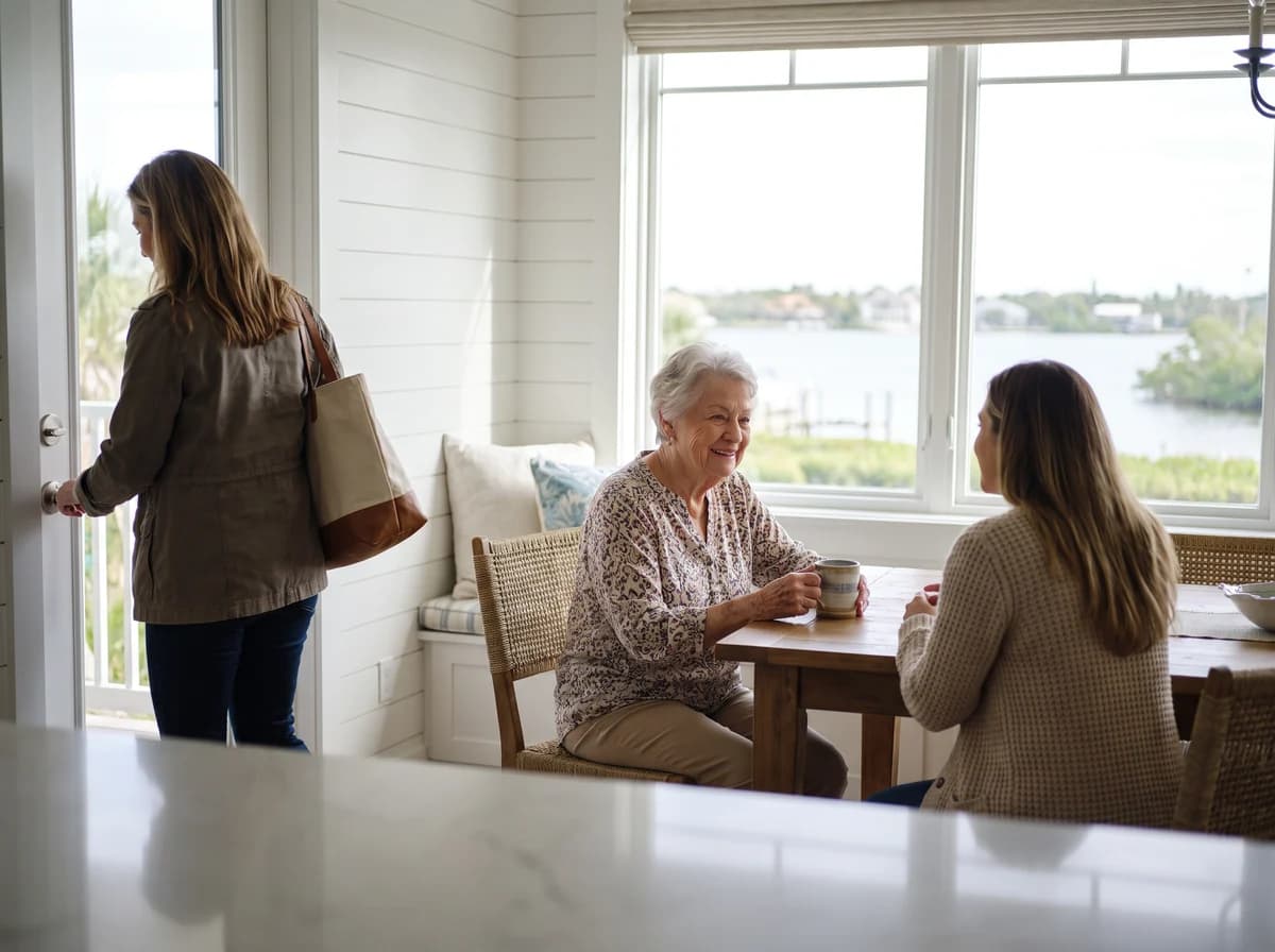 Focus Family Care companion caregiver spending time with a senior at home in Jupiter, Florida