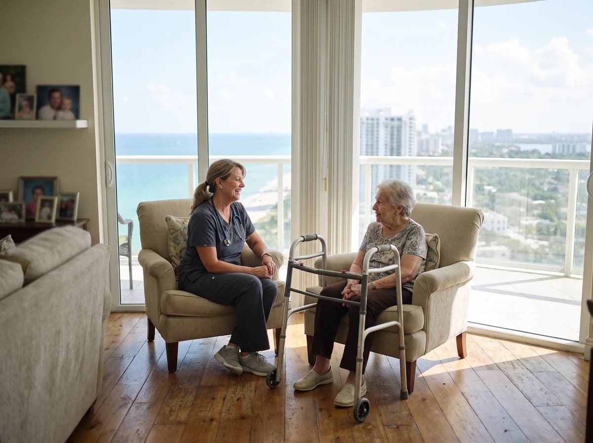 Focus Family Care nurse caring for a client at home in Aventura, Florida