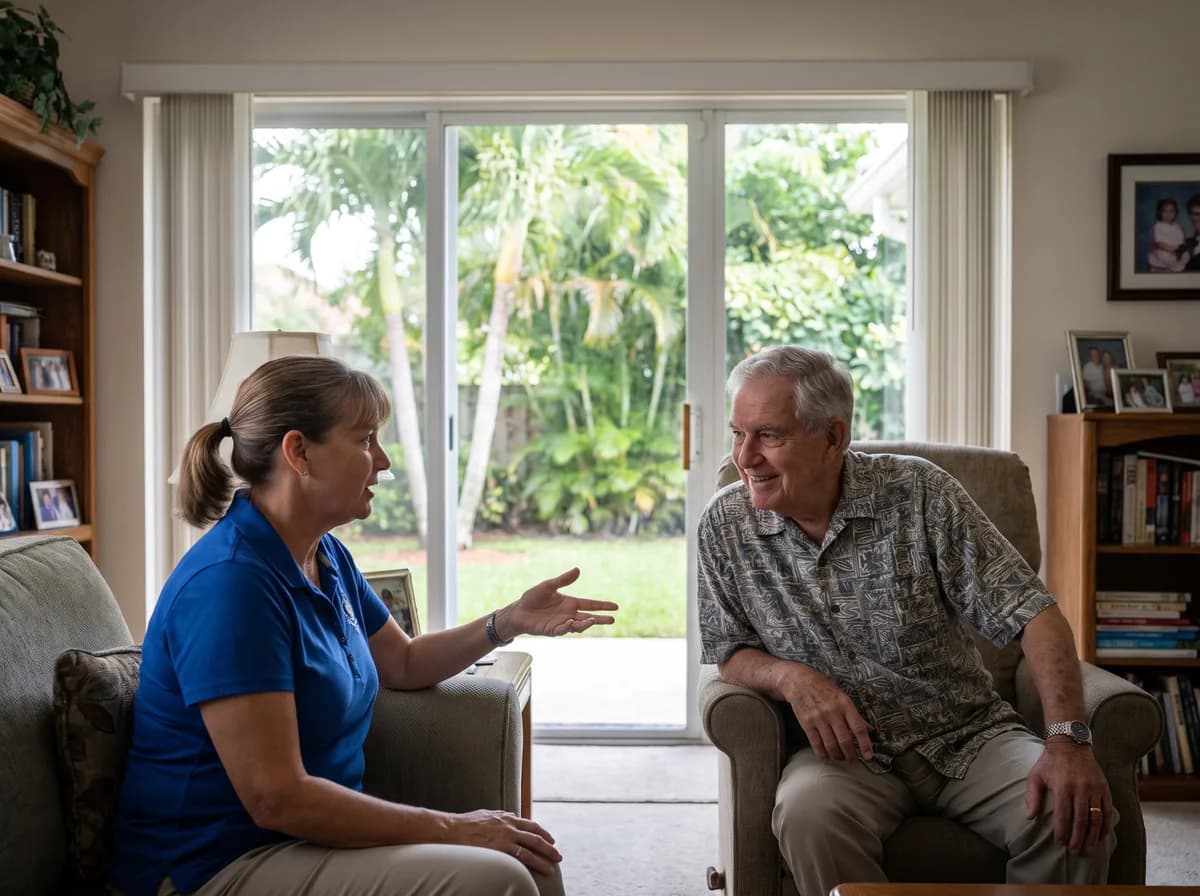 Focus Family Care nurse caring for a client at home in Coral Springs, Florida