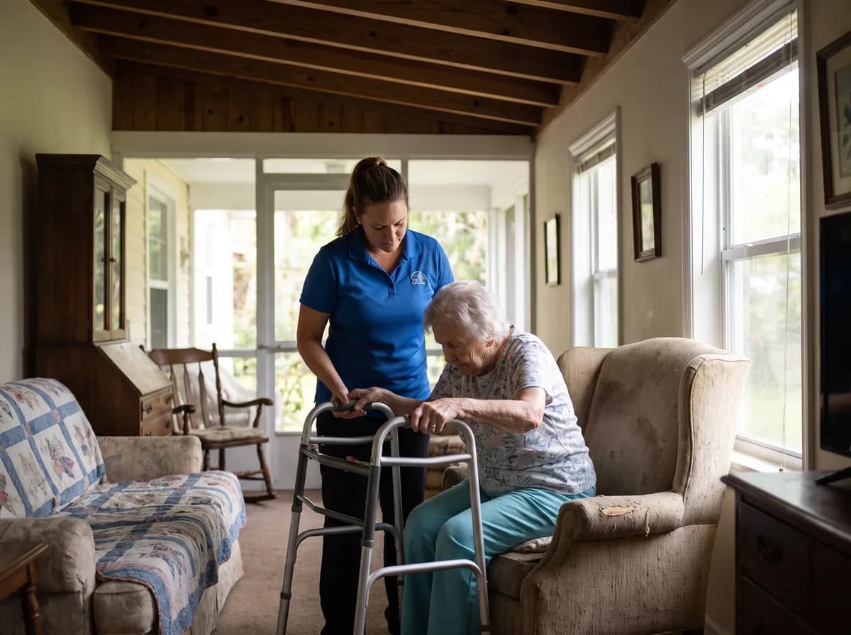 Focus Family Care nurse caring for a client at home in Hobe Sound, Florida