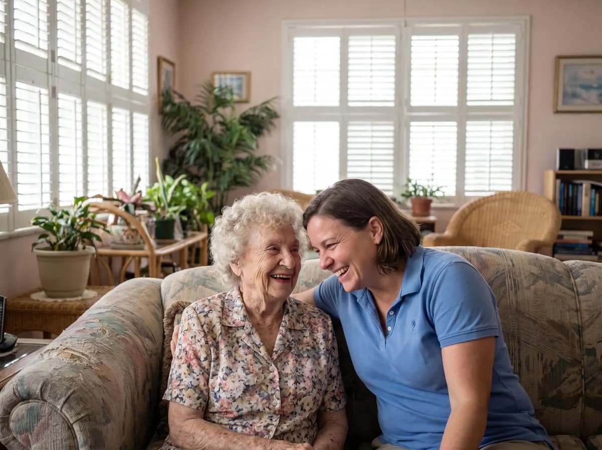 Focus Family Care caregiver with a senior client at home in Hollywood, Florida