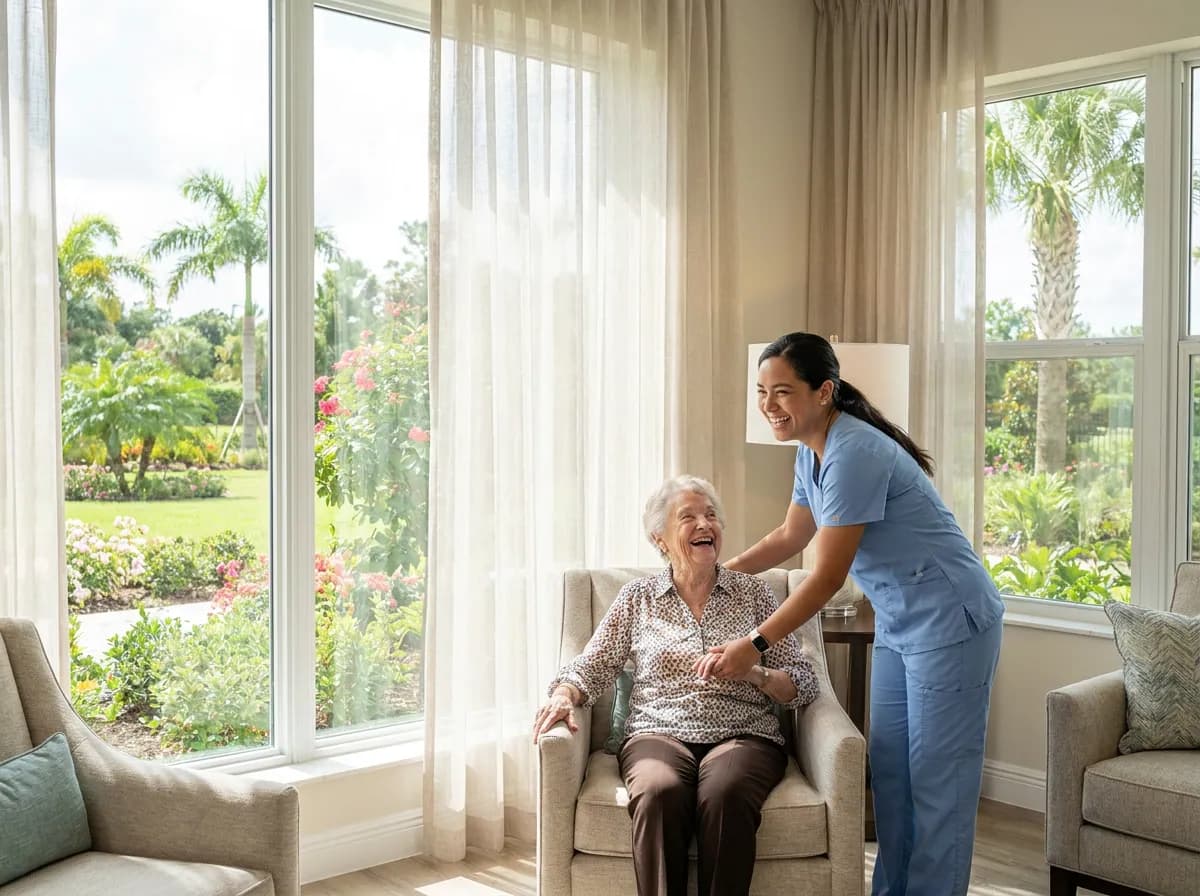 Focus Family Care nurse with a senior at home in Palm Beach Gardens, Florida