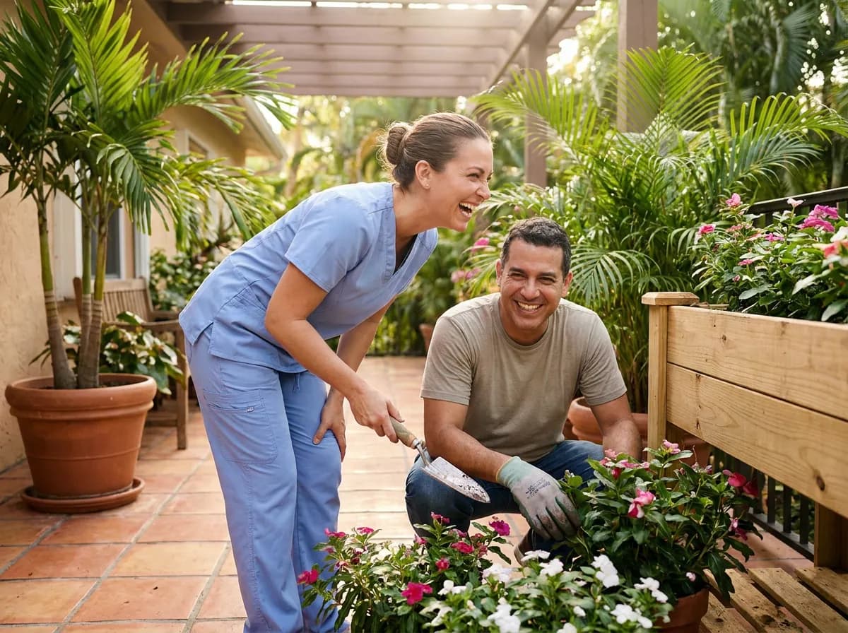Focus Family Care nurse caring for a client at home in Fort Pierce, Florida