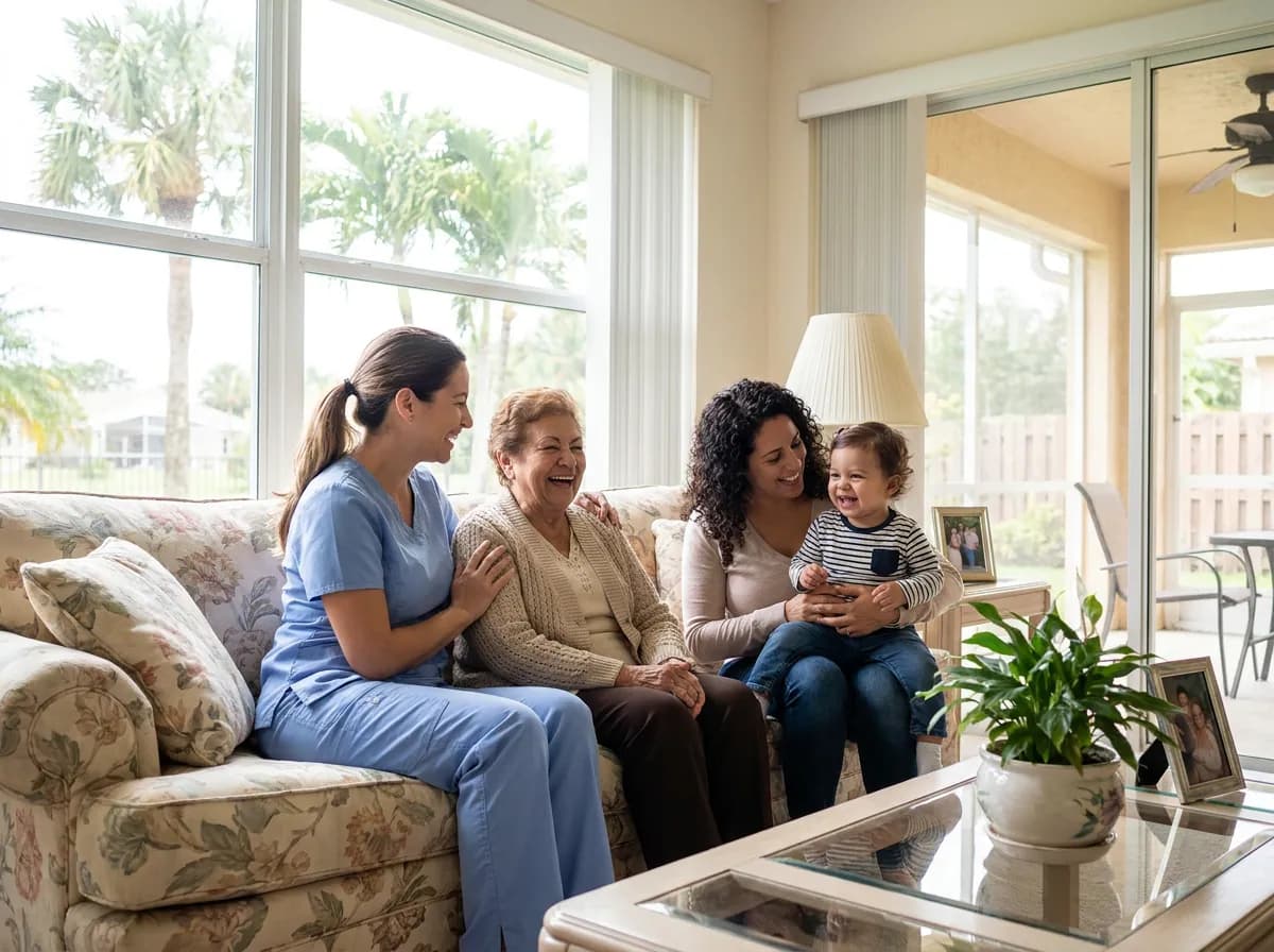 Focus Family Care nurse caring for a client at home in Coral Gables, Florida