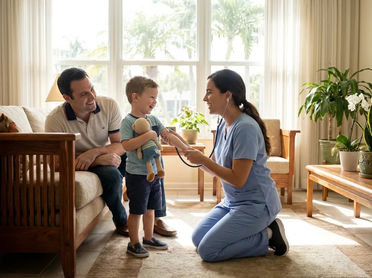 Focus Family Care nurse caring for a client at home in Doral, Florida