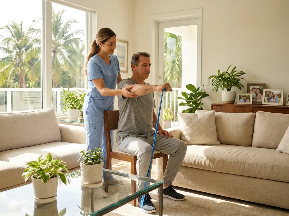 Focus Family Care nurse caring for a client at home in Homestead, Florida