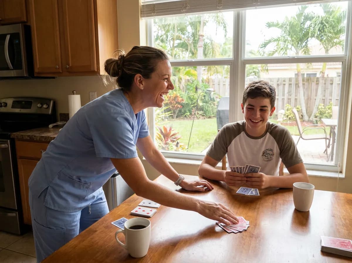 Focus Family Care nurse caring for a client at home in Cutler Bay, Florida