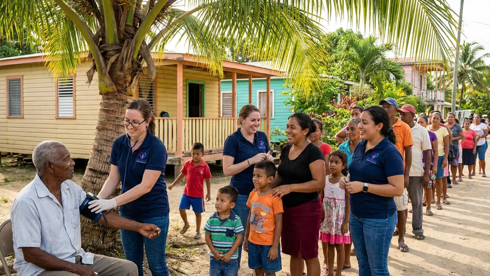 Marshall Heart Foundation volunteers at a community health outreach in a Belize village