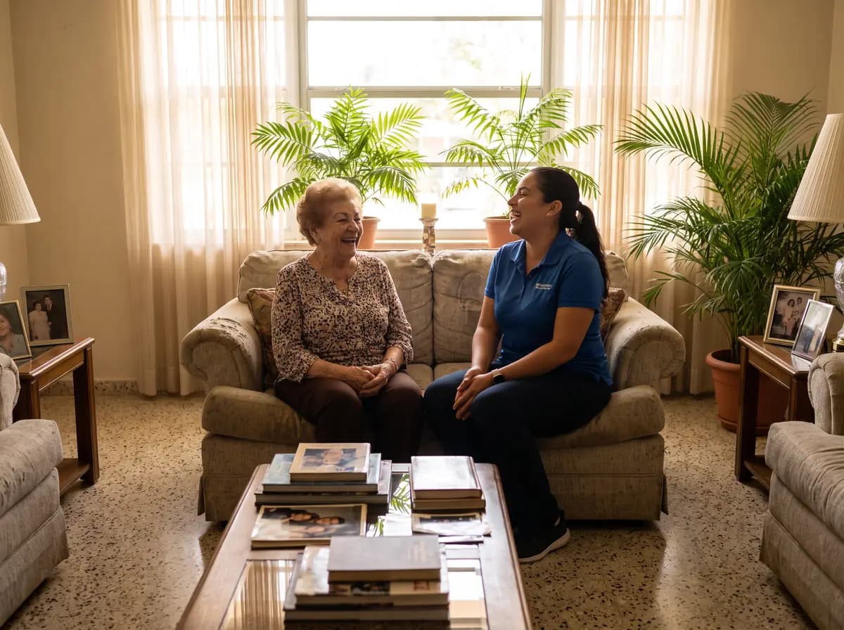 Focus Family Care caregiver with a senior client at home in Miami-Dade County, Florida
