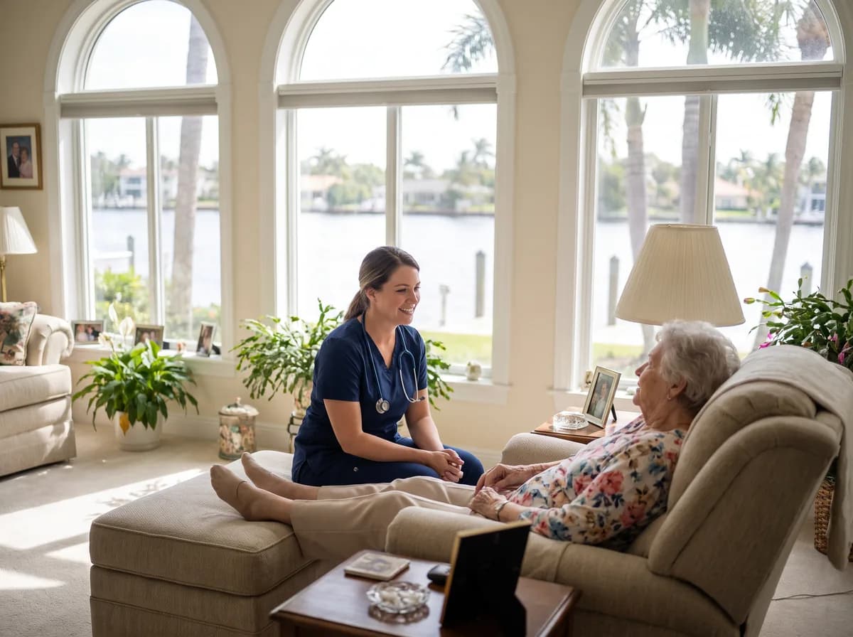 Focus Family Care nurse providing home health care to a senior in Palm Beach County