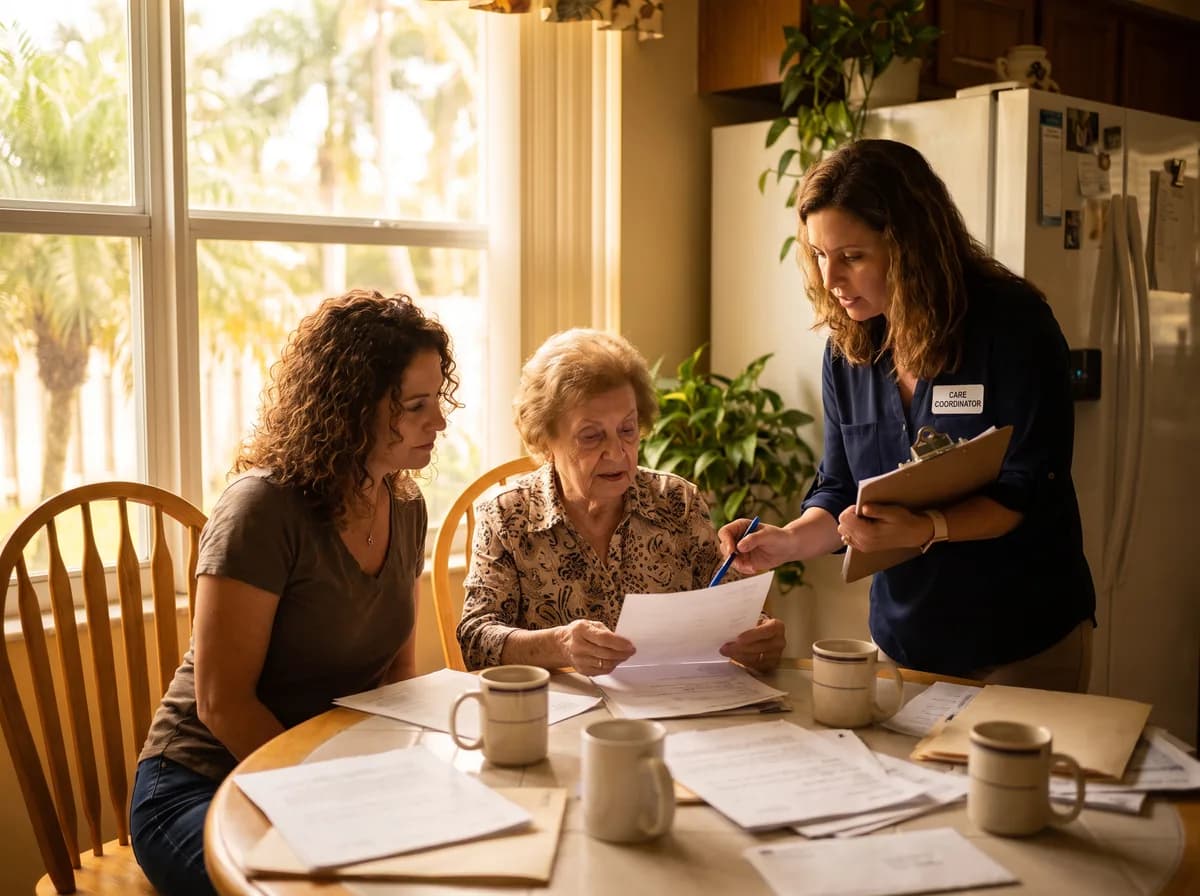 A family using Genworth long-term care insurance to arrange home care in South Florida