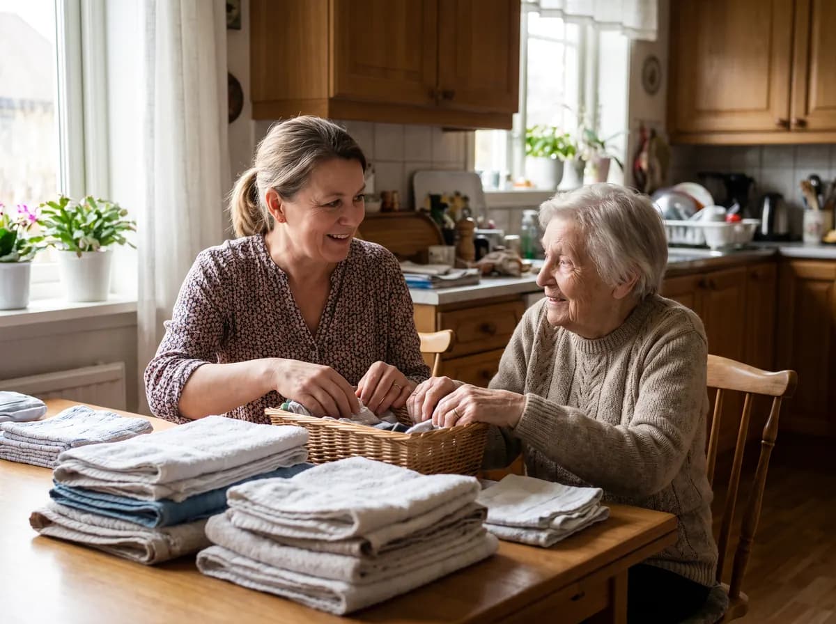 Focus Family Care caregiver helping a senior client with daily living at home