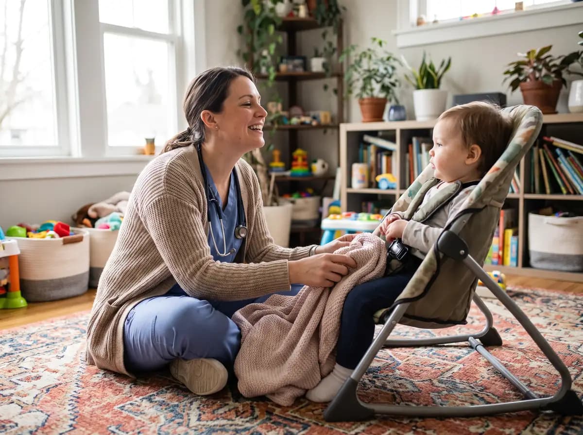 Focus Family Care pediatric nurse caring for a young child at home