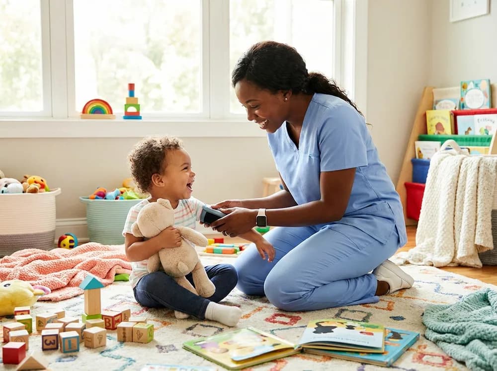 Focus Family Care pediatric nurse caring for a young child at home