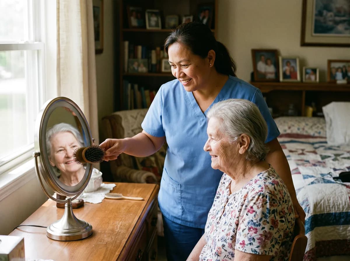 Focus Family Care caregiver assisting a senior client at home