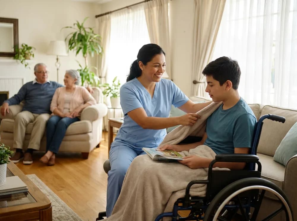Focus Family Care caregiver arriving to provide respite care for a family