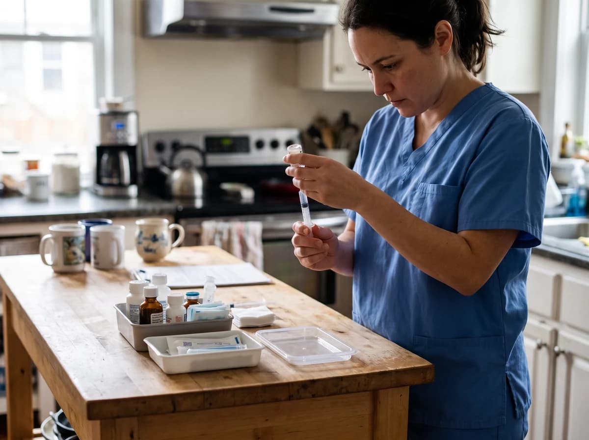 Focus Family Care skilled nurse caring for a client at home