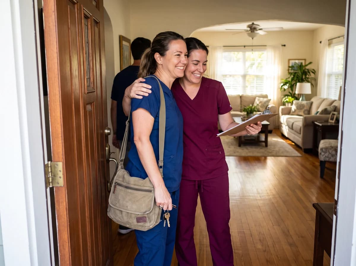 Focus Family Care caregiver providing around-the-clock care to a client at home in Delray Beach, Florida