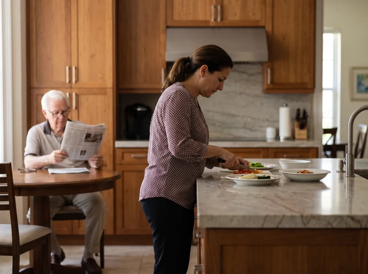 Focus Family Care caregiver providing around-the-clock care to a client at home in Palm Beach Gardens, Florida