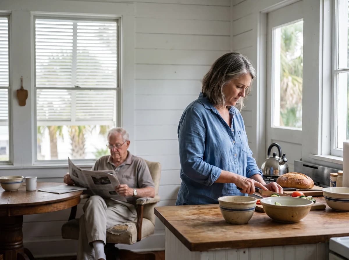 Focus Family Care caregiver providing around-the-clock care to a client at home in Stuart, Florida