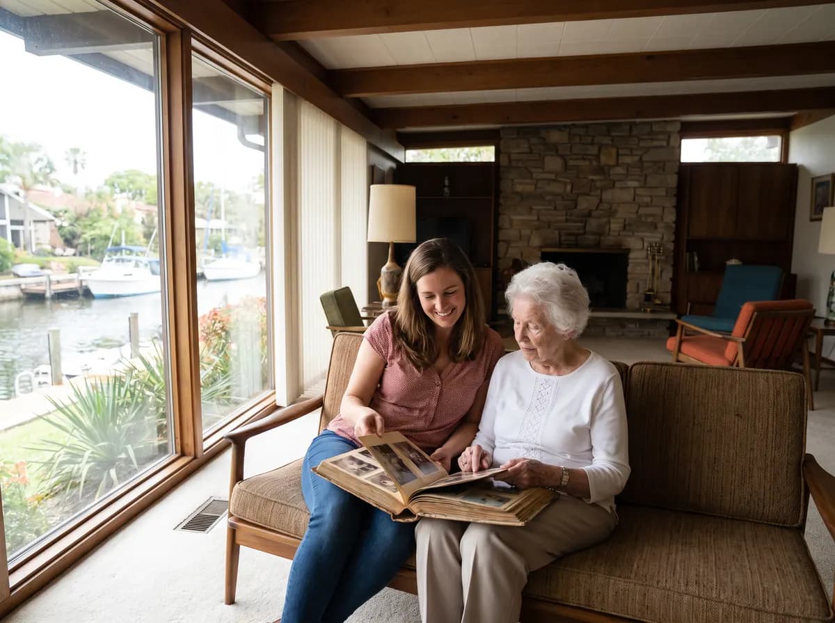 Focus Family Care caregiver providing memory care to a senior at home in Fort Lauderdale, Florida