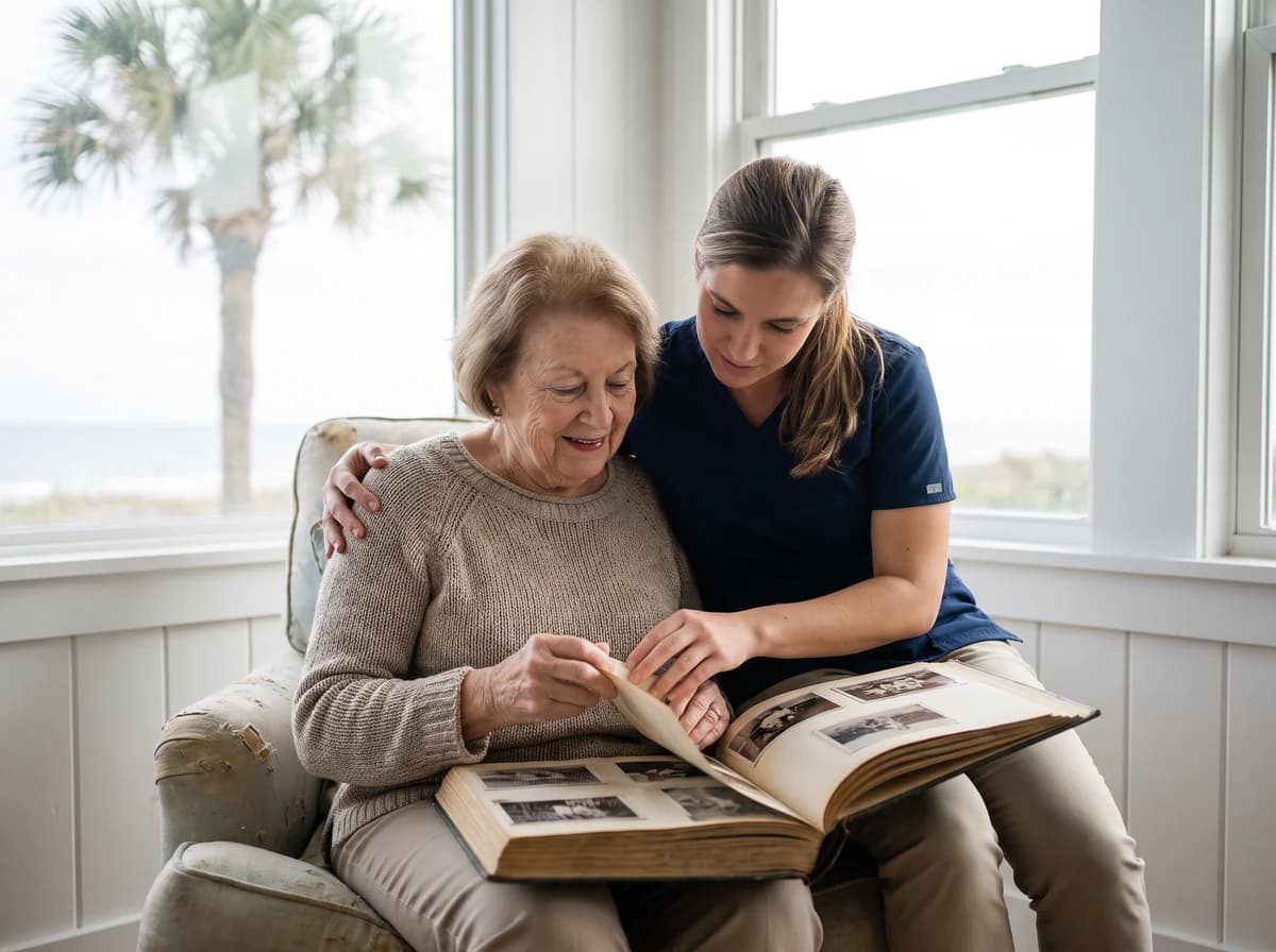 Focus Family Care caregiver providing memory care to a senior at home in Jupiter, Florida