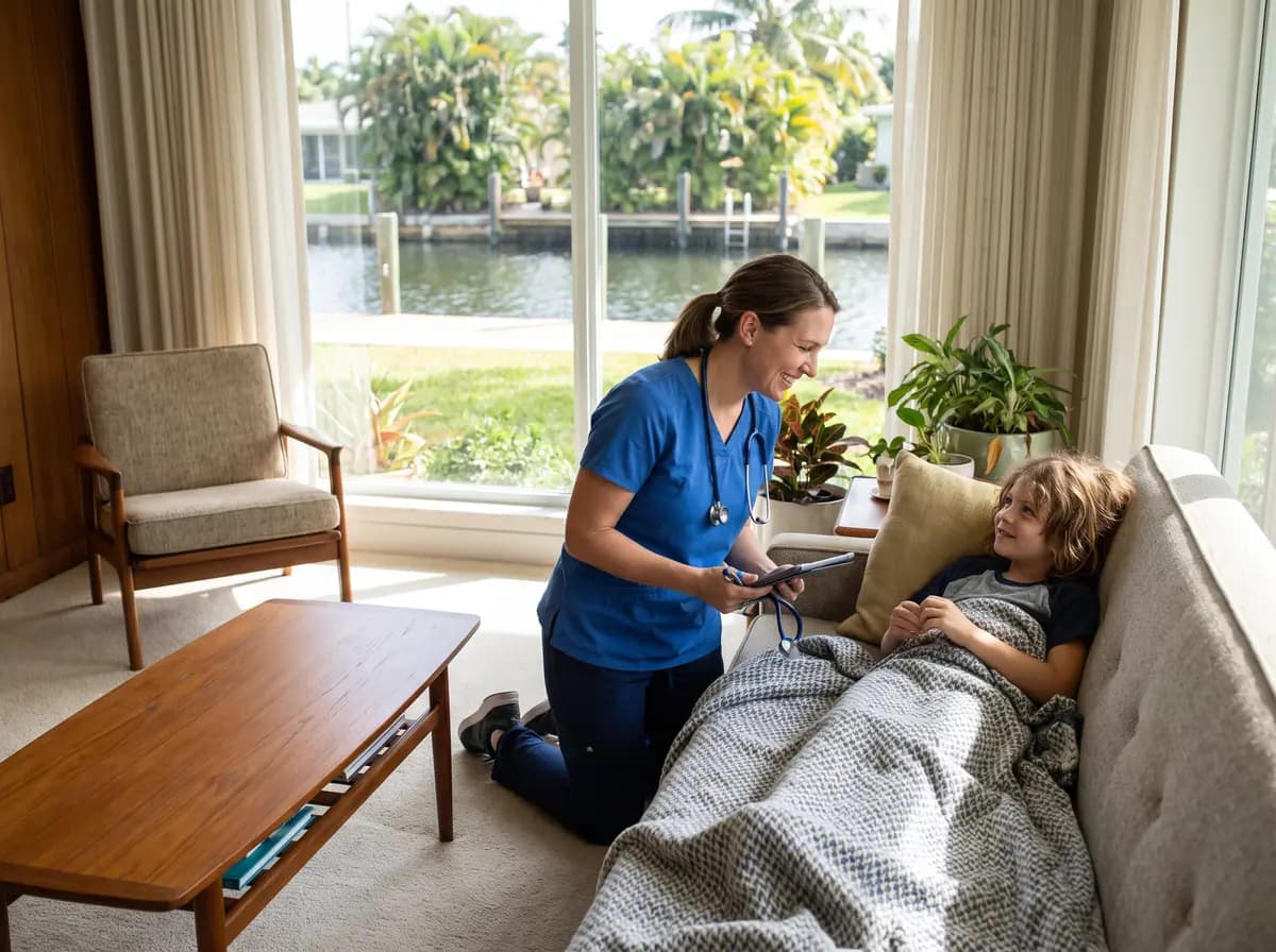 Focus Family Care pediatric nurse caring for a medically complex child at home in Fort Lauderdale, Florida