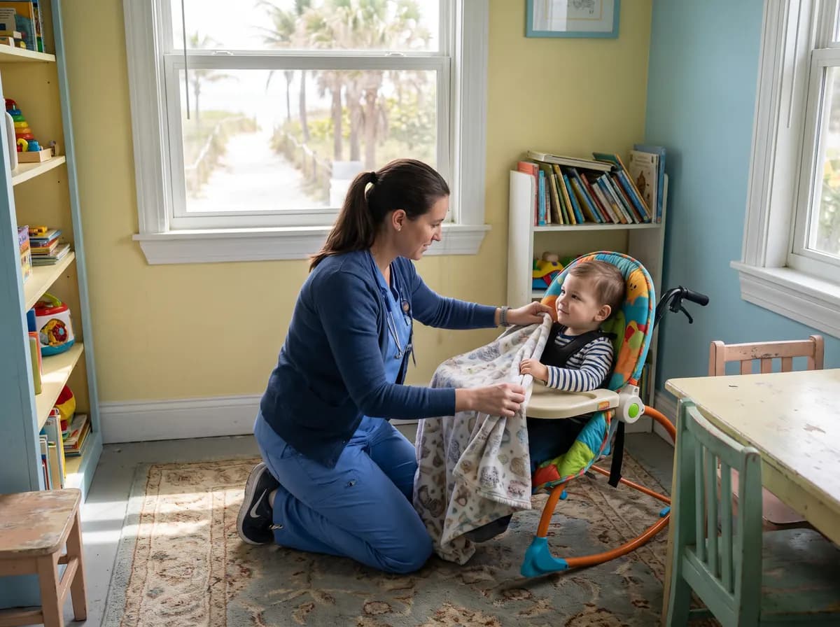 Focus Family Care pediatric nurse caring for a medically complex child at home in Hollywood, Florida
