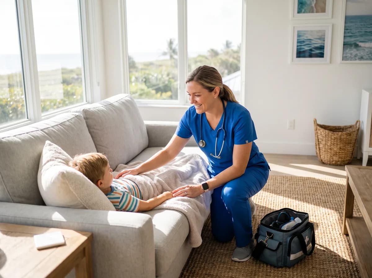Focus Family Care pediatric nurse caring for a medically complex child at home in Jupiter, Florida
