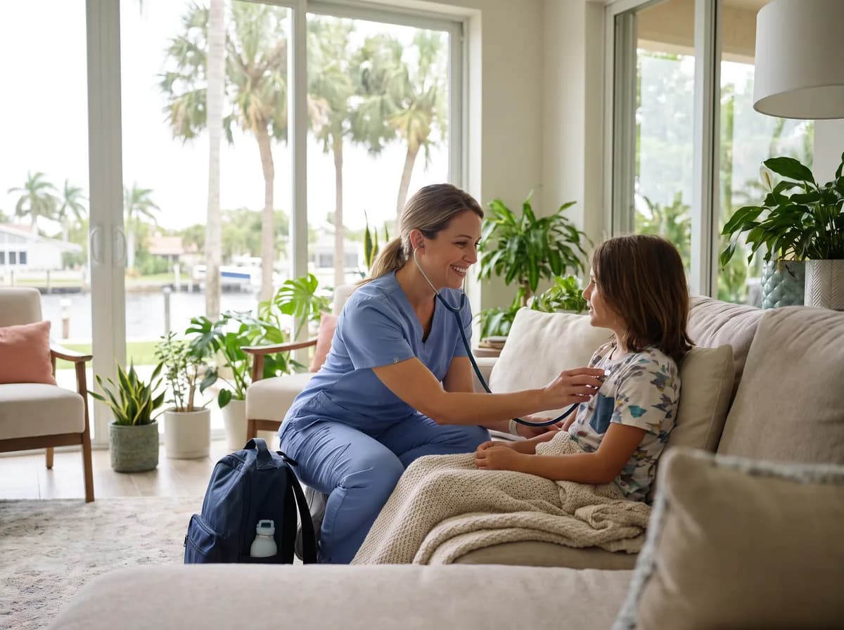 Focus Family Care pediatric nurse caring for a medically complex child at home in West Palm Beach, Florida