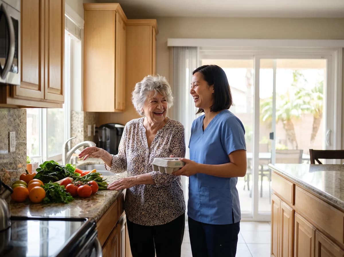 Focus Family Care home health aide helping a senior with daily care at home in Port St. Lucie, Florida