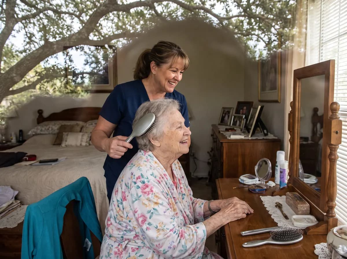 Focus Family Care home health aide helping a senior with daily care at home in Vero Beach, Florida