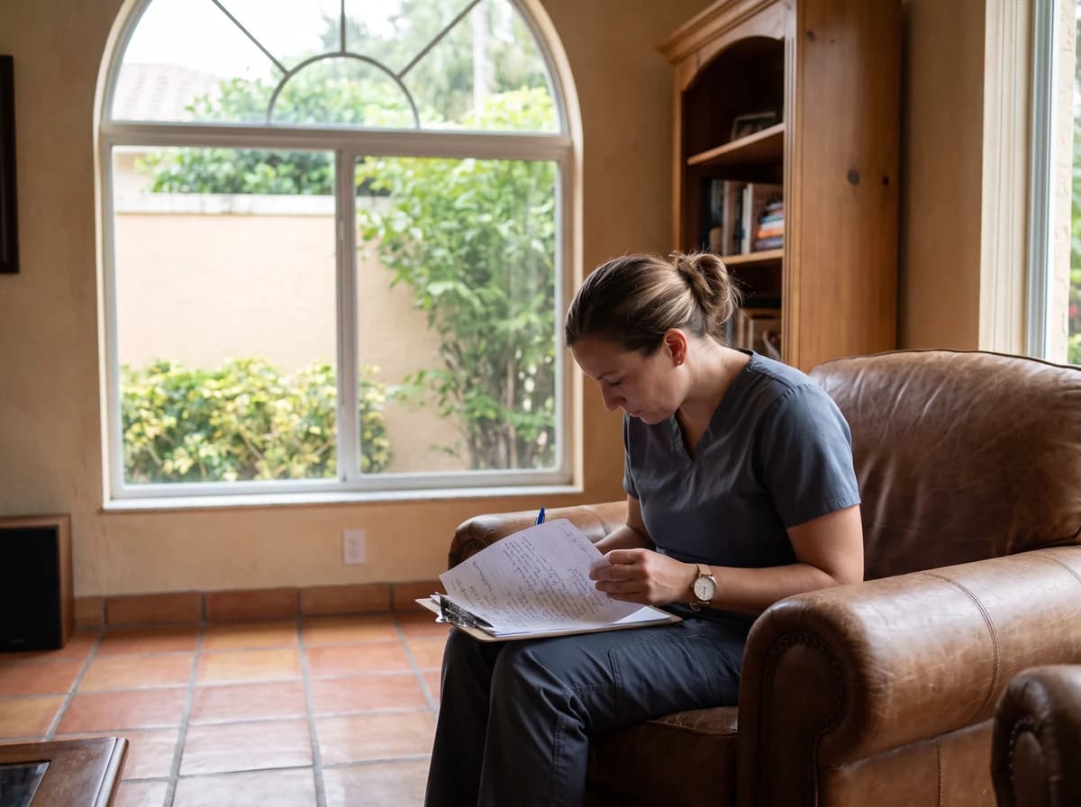 Focus Family Care private duty nurse providing one-on-one care to a patient at home in Boca Raton, Florida