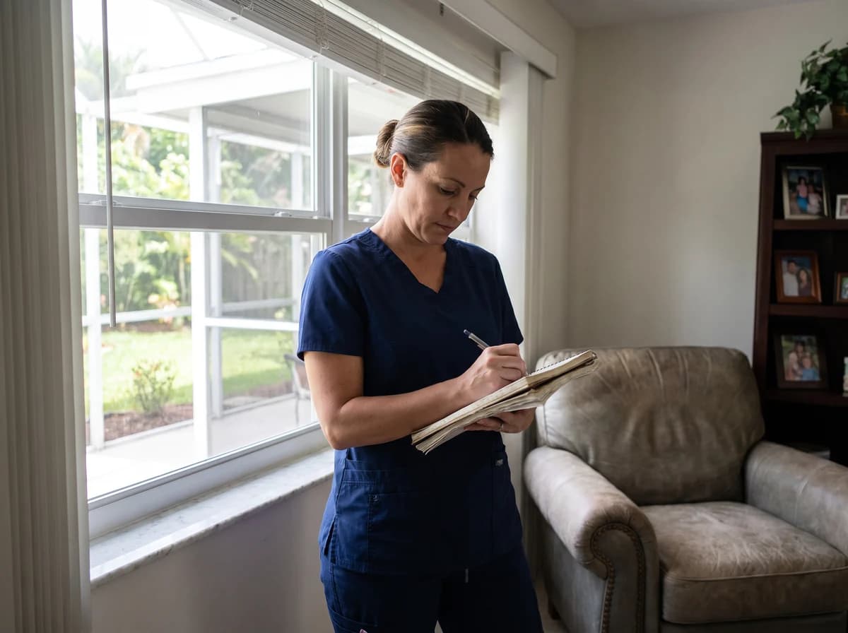 Focus Family Care private duty nurse providing one-on-one care to a patient at home in Boynton Beach, Florida
