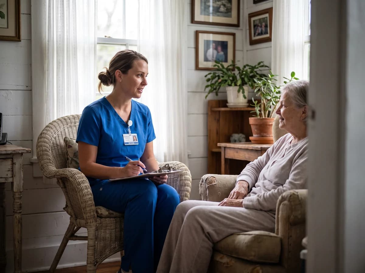 Focus Family Care private duty nurse providing one-on-one care to a patient at home in Stuart, Florida