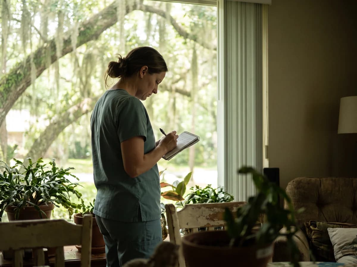 Focus Family Care private duty nurse providing one-on-one care to a patient at home in Vero Beach, Florida