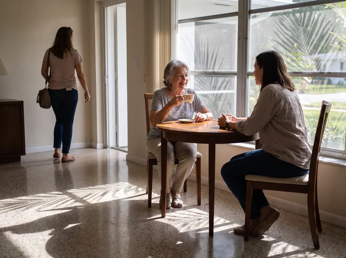 Focus Family Care companion caregiver spending time with a senior at home in Miami, Florida
