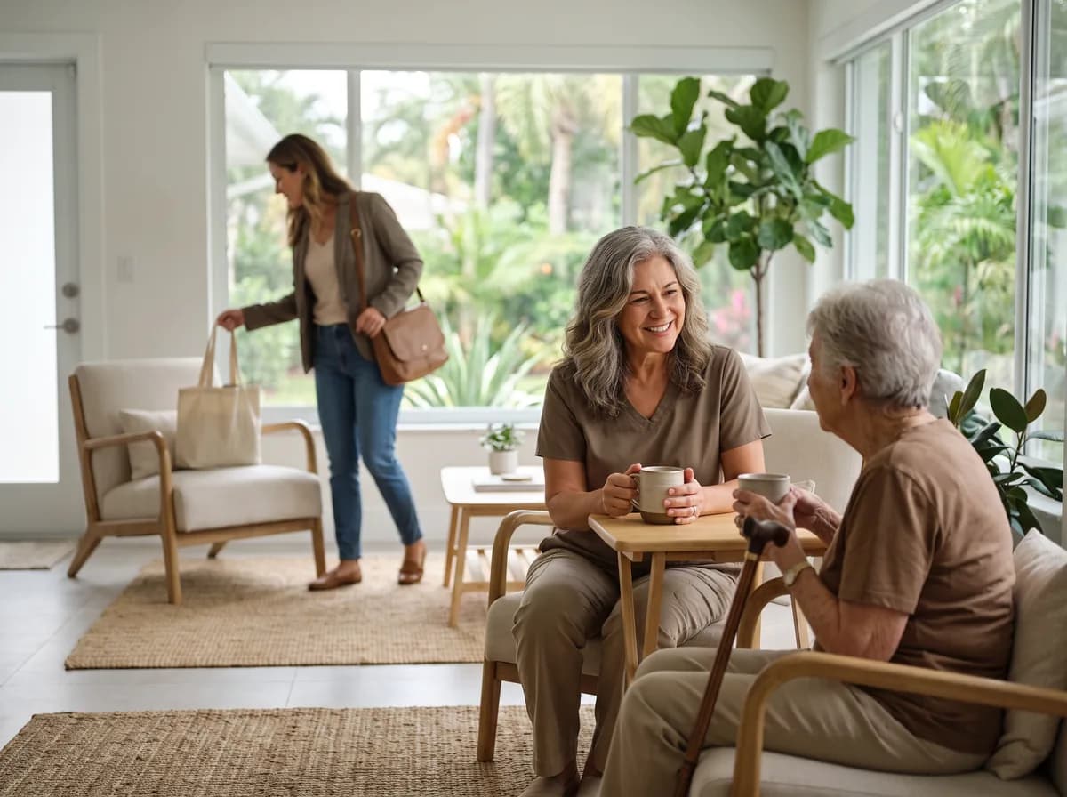 Focus Family Care companion caregiver spending time with a senior at home in Palm Beach Gardens, Florida