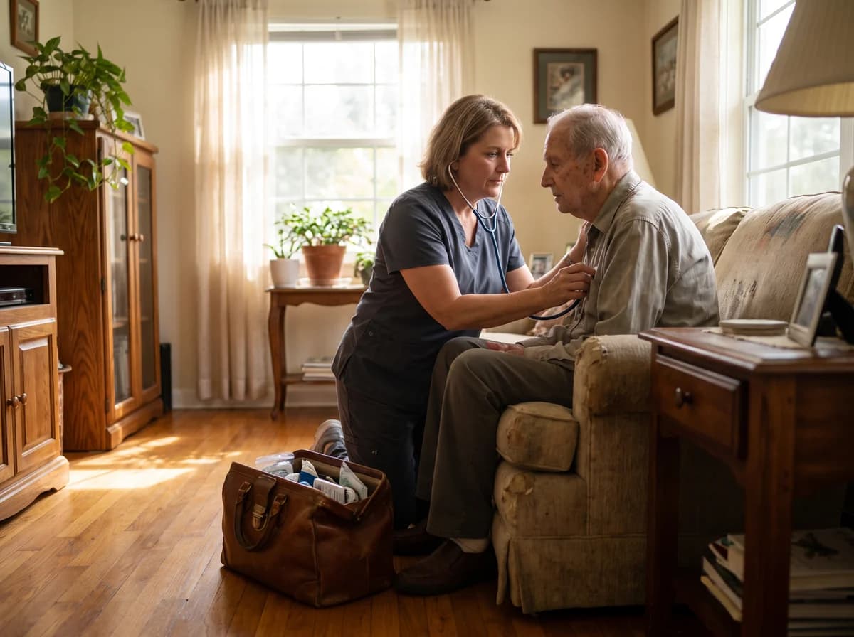 Focus Family Care registered nurse providing in-home skilled nursing to a patient in Delray Beach, Florida