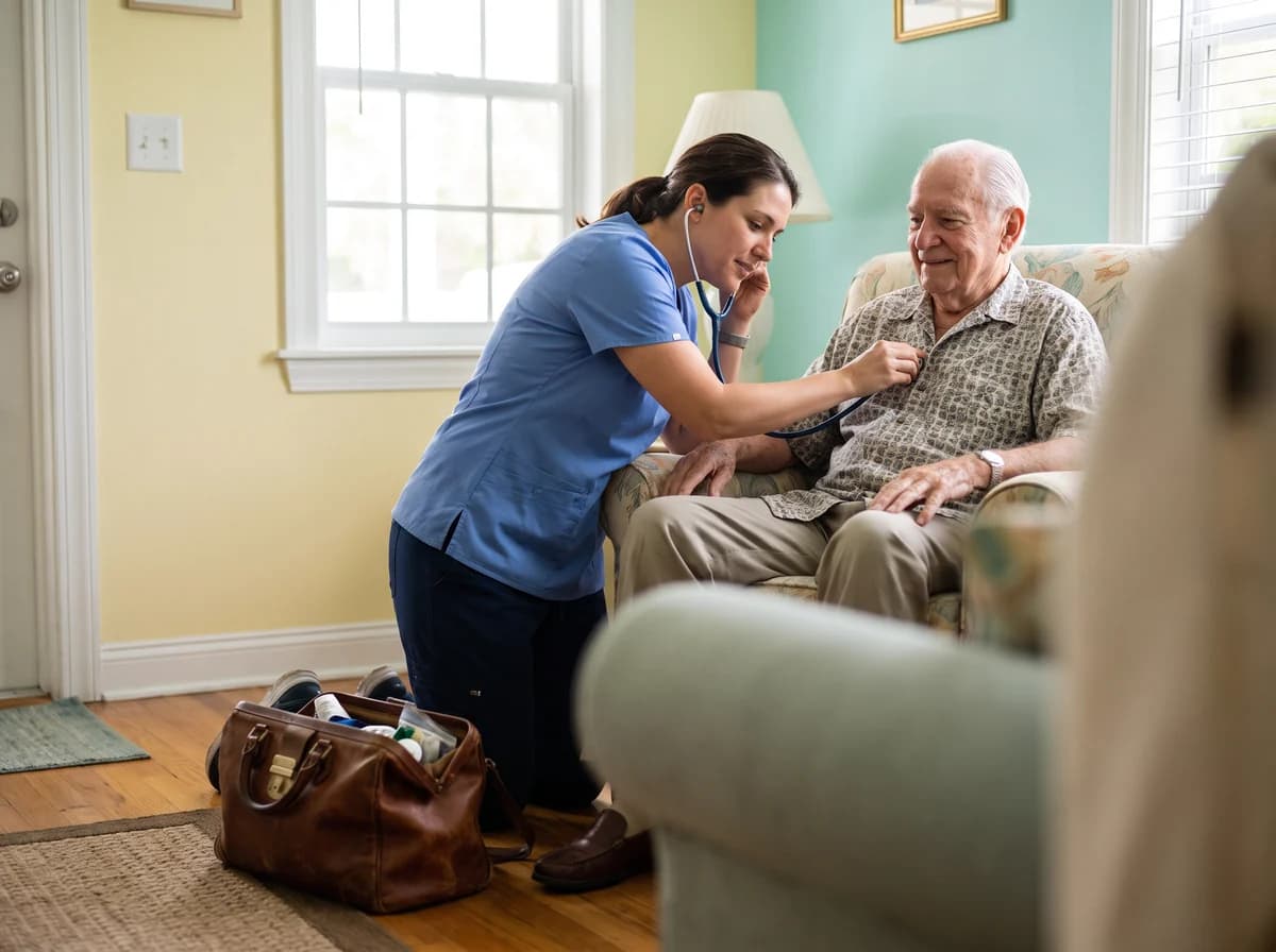 Focus Family Care registered nurse providing in-home skilled nursing to a patient in Hollywood, Florida