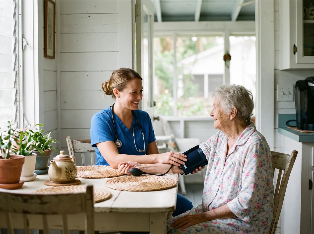 Focus Family Care registered nurse providing in-home skilled nursing to a patient in Stuart, Florida