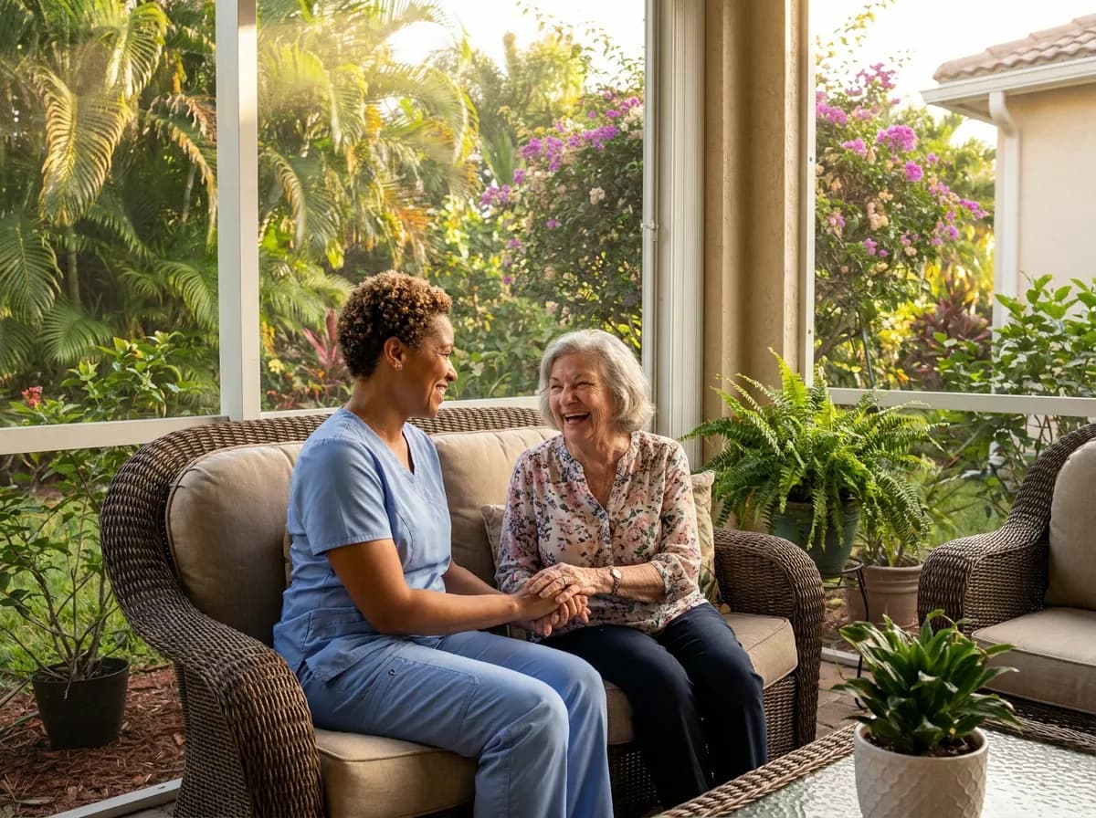 Focus Family Care nurse caring for a senior at home in Boynton Beach, Florida