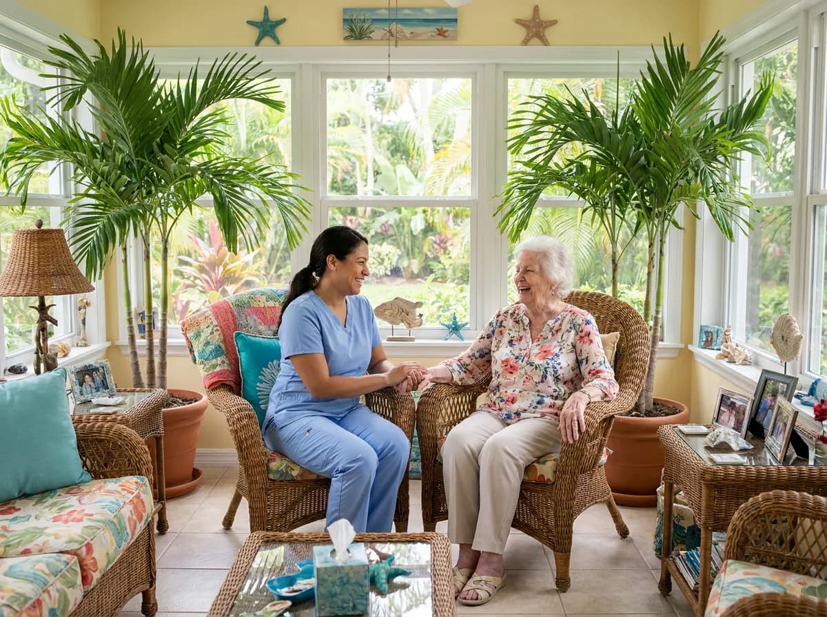 Focus Family Care caregiver with a senior at home in Delray Beach, Florida