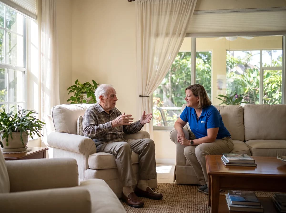 Focus Family Care nurse caring for a client at home in Jensen Beach, Florida