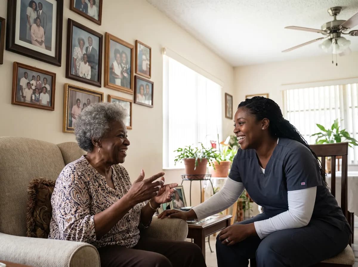 Focus Family Care nurse caring for a client at home in Miami Gardens, Florida