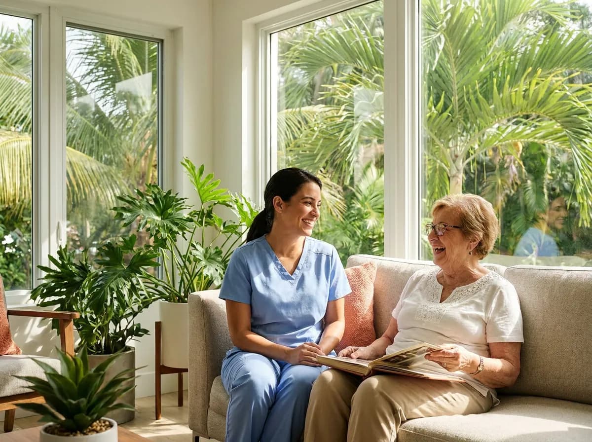 Focus Family Care nurse providing home health care to a senior at home in Miami, Florida