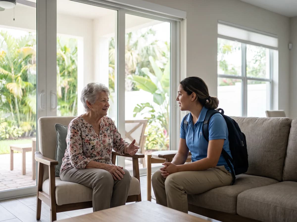 Focus Family Care caregiver with a senior client at home in Port St. Lucie, Florida