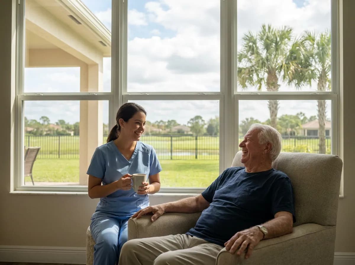 Focus Family Care caregiver with a senior at home in Wellington, Florida